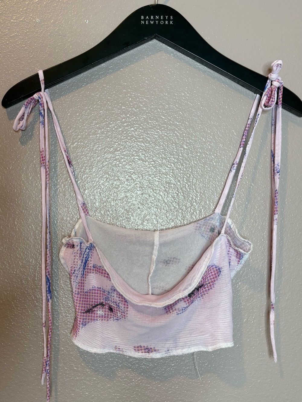 Barneys New York Light Pink & Lavender Tie-Dye Ribbed Crop Tank